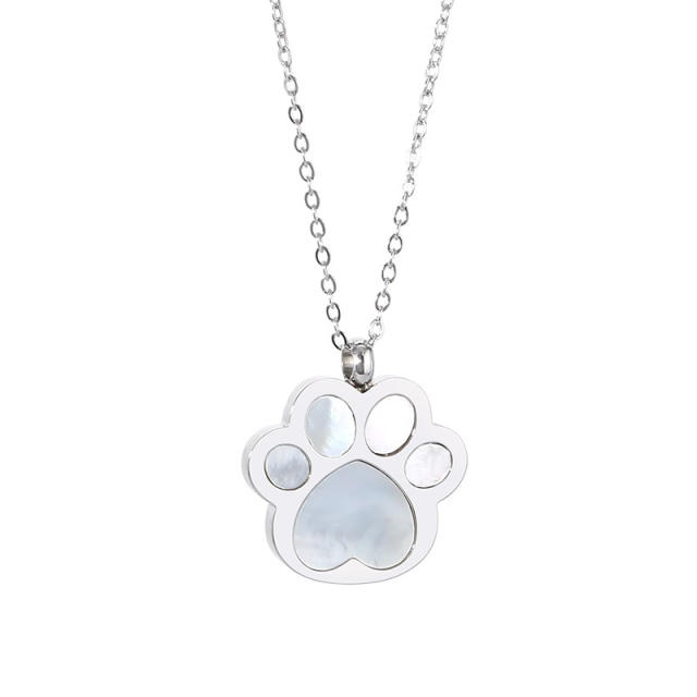 Cute Stainless Steel Cat paw Pendant Necklace dainty necklace