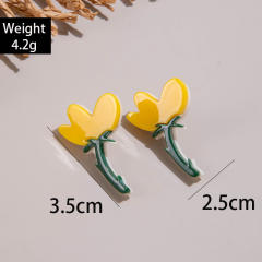 Spring summer yellow color sunflower beach holiday earrings collection
