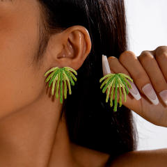Boho colorful straw beach earrings holiday earrings flower earrings