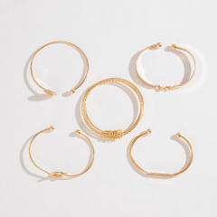 Concise gold color alloy easy match band bangle set