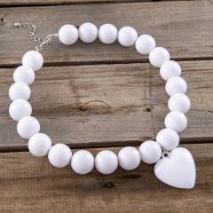 Punk trend candy color ball bead heart charm necklace