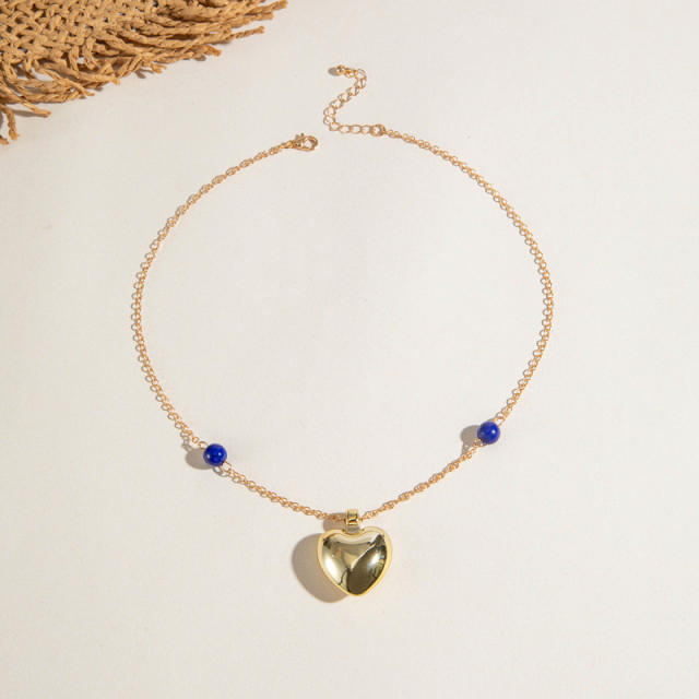 Boho blue color evil eye series clay beas layer necklace holiday necklace
