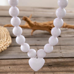 Punk trend candy color ball bead heart charm necklace