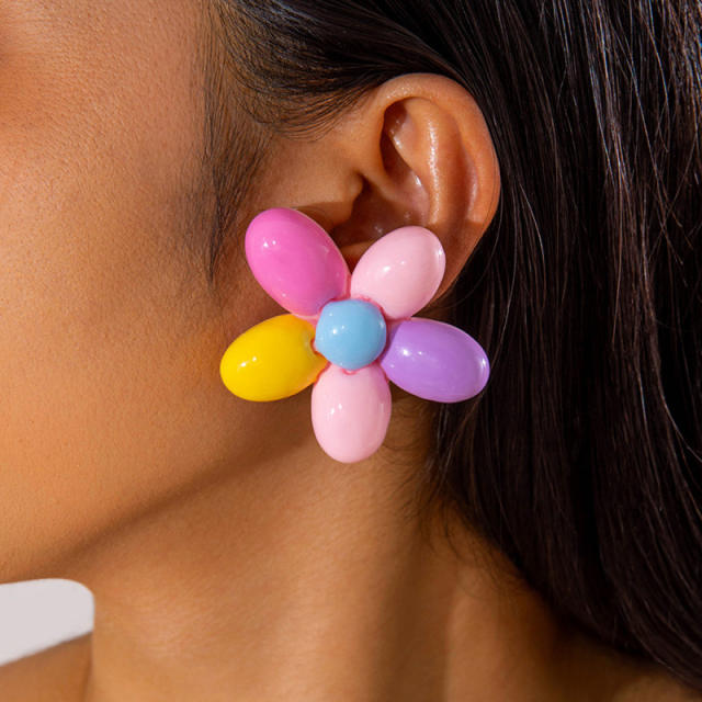 Spring summer yellow color sunflower beach holiday earrings collection