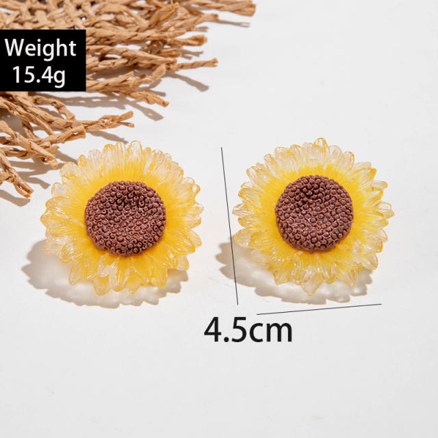 Spring summer yellow color sunflower beach holiday earrings collection