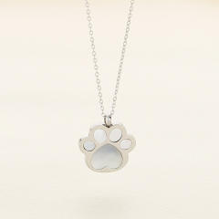 Cute Stainless Steel Cat paw Pendant Necklace dainty necklace