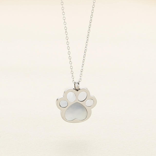 Cute Stainless Steel Cat paw Pendant Necklace dainty necklace
