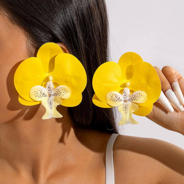 Spring summer yellow color sunflower beach holiday earrings collection
