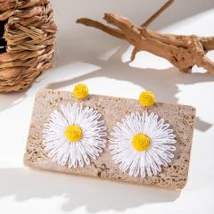 Boho colorful straw beach earrings holiday earrings flower earrings