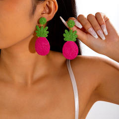 Boho colorful straw beach earrings holiday earrings flower earrings