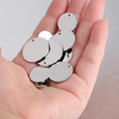 Real Mirror Stainless Steel Jewelry Accessories Diy Round Pendant Engraveable Non-fading Pendant