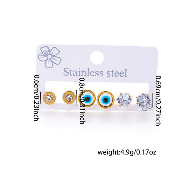 Exquisite titanium steel diamond-plated love 18k gold earrings stainless steel earrings set