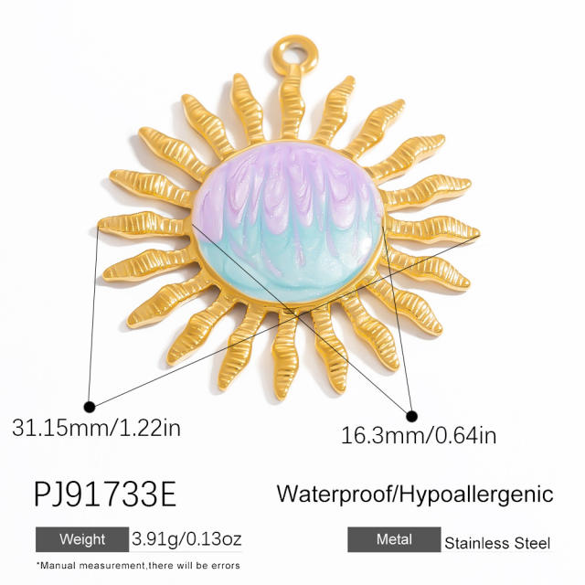 Color enamel ocean animal flower diy jewelry accessories stainless steel pendant