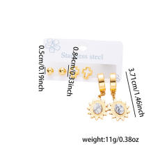 Vintage sunflower personality natural stone sttement earrings set