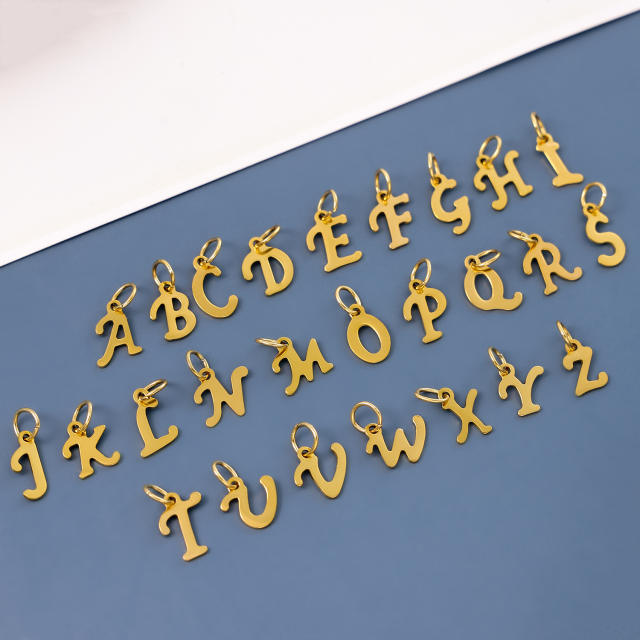 DIY jewelry stainless steel plating 14K gold 26 English letter pendant initial letter pendant