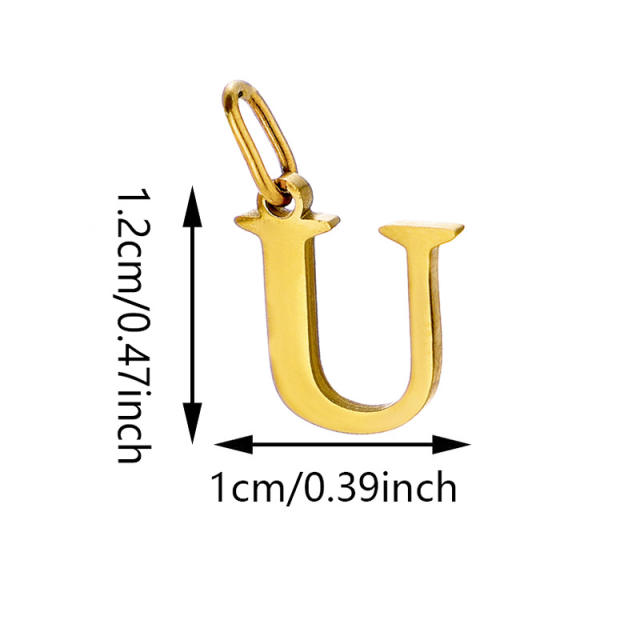 No-fading stainless steel pendant initial letter charm for necklace bracelet jewelry