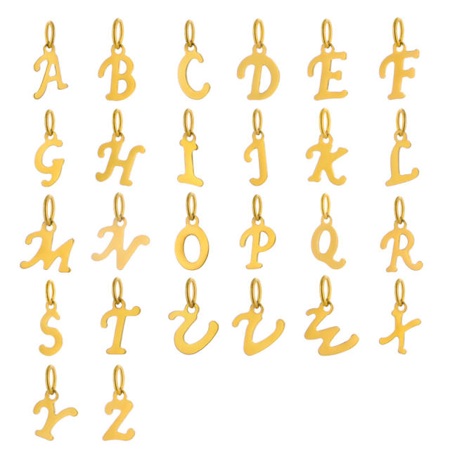 DIY jewelry stainless steel plating 14K gold 26 English letter pendant initial letter pendant