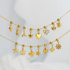 Stainless Steel Mini Flower Butterfly Five-pointed Star Love Pendant