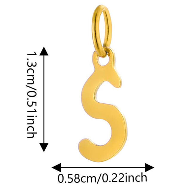 DIY jewelry stainless steel plating 14K gold 26 English letter pendant initial letter pendant