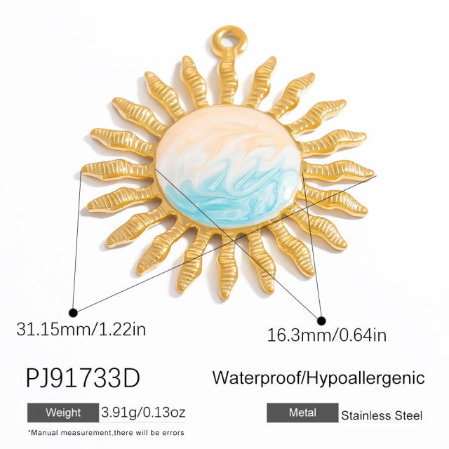 Color enamel ocean animal flower diy jewelry accessories stainless steel pendant