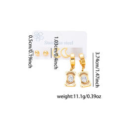 Vintage sunflower personality natural stone sttement earrings set