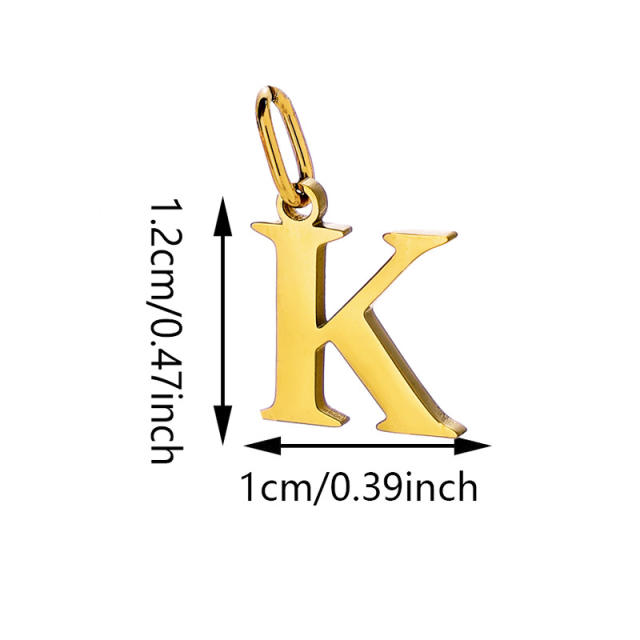 No-fading stainless steel pendant initial letter charm for necklace bracelet jewelry