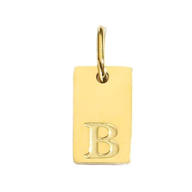 DIY jewelry accessory block pendant with initial letter stainless steel pendant