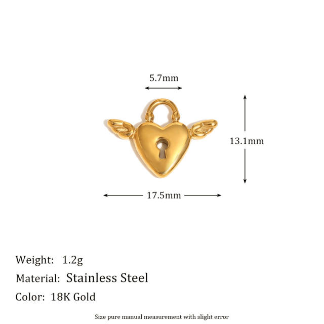 Stainless steel plated 18K gold angel key love jewelry accessories