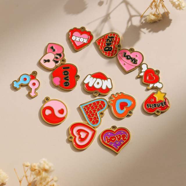 304 Stainless Steel Pink Love Love/MOM mother's Day DIY Accessories Pendant