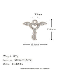 Stainless steel plated 18K gold angel key love jewelry accessories