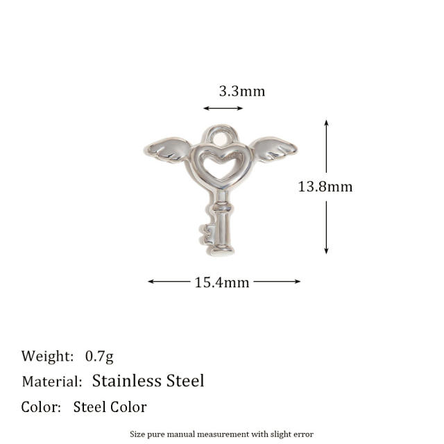 Stainless steel plated 18K gold angel key love jewelry accessories