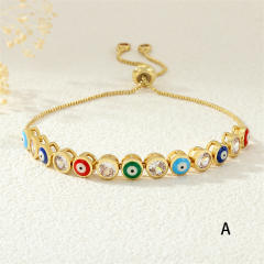 Copper 18K drip zircon evil eye bracelet