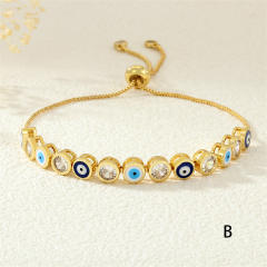 Copper 18K drip zircon evil eye bracelet