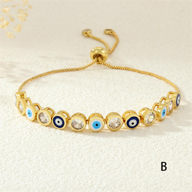 Copper 18K drip zircon evil eye bracelet