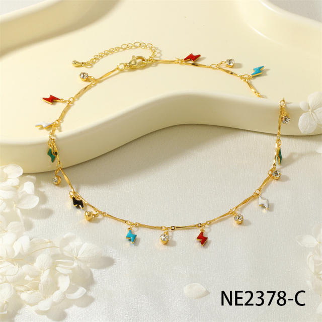 Distinctive Fashion Small Pendant Loud Little Daisy Palm Devil's Eye Lightning Simple All-match Necklace