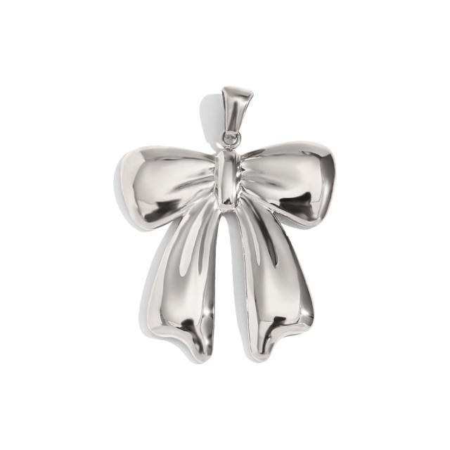 DIY jewelry accessories stainless steel plated 18K gold bow wave pearl pendant