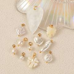 Stainless Steel DIY Pearl Shell Pendant Necklace Vacuum Plating 18K Gold