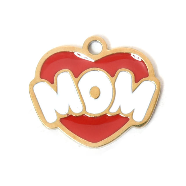 304 Stainless Steel Pink Love Love/MOM mother's Day DIY Accessories Pendant