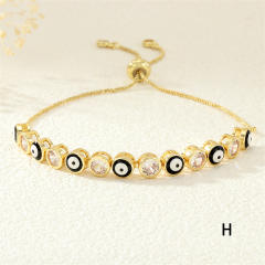 Copper 18K drip zircon evil eye bracelet