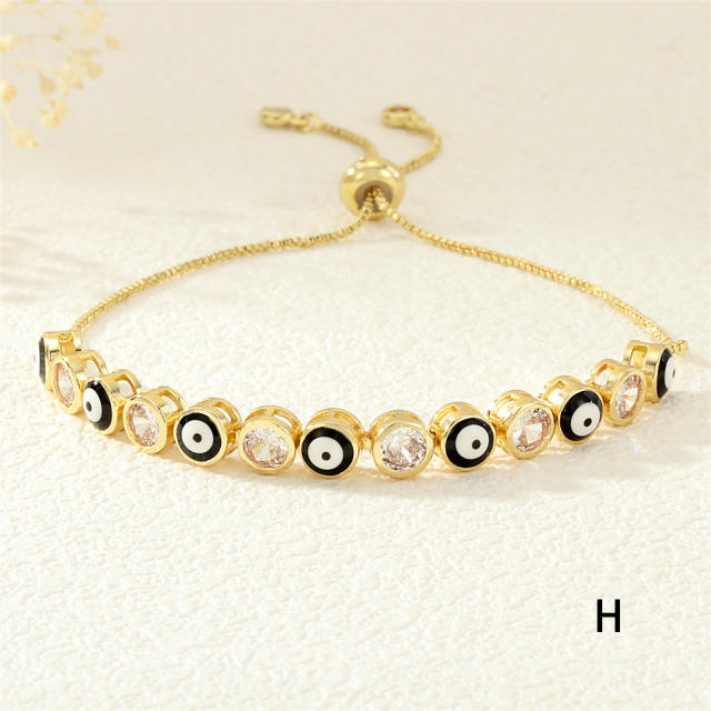 Copper 18K drip zircon evil eye bracelet