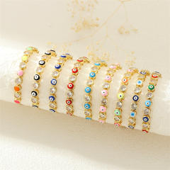 Copper 18K drip zircon evil eye bracelet
