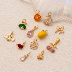 DIY Fruit Butterfly Pendant Necklace Copper Plated 18K Gold