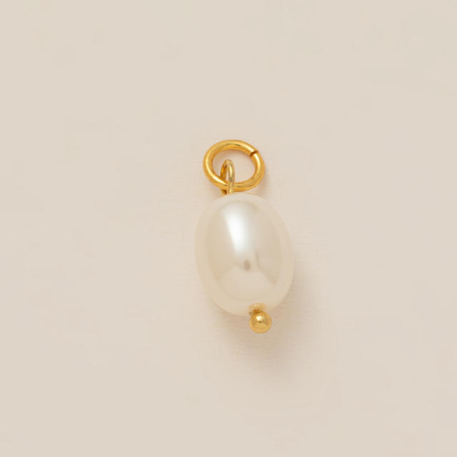 Stainless Steel DIY Pearl Shell Pendant Necklace Vacuum Plating 18K Gold