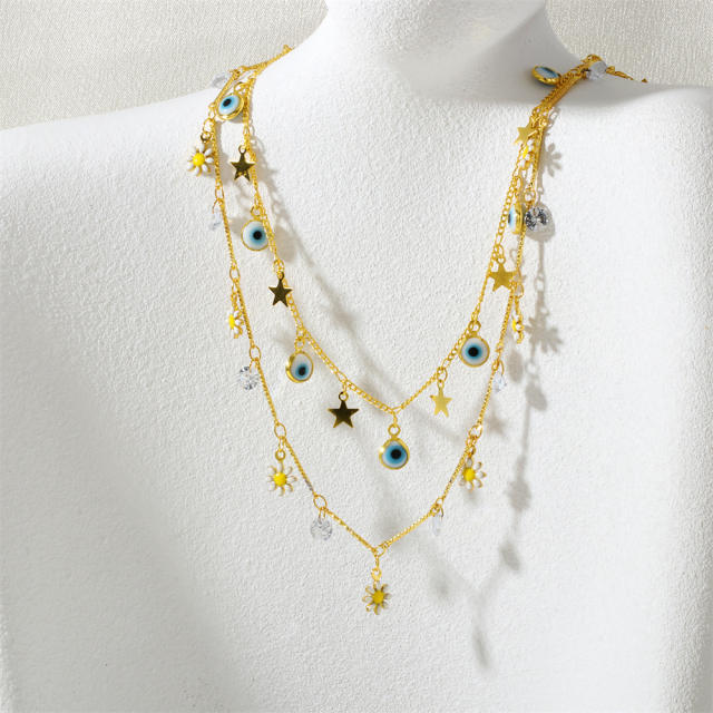 Distinctive Fashion Small Pendant Loud Little Daisy Palm Devil's Eye Lightning Simple All-match Necklace