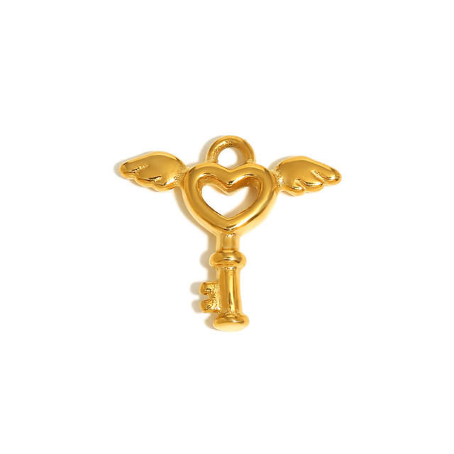 Stainless steel plated 18K gold angel key love jewelry accessories