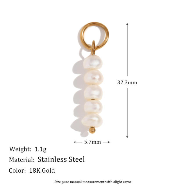 DIY jewelry accessories stainless steel plated 18K gold bow wave pearl pendant