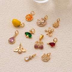 DIY Fruit Butterfly Pendant Necklace Copper Plated 18K Gold