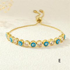 Copper 18K drip zircon evil eye bracelet