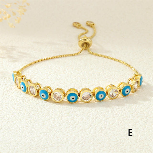 Copper 18K drip zircon evil eye bracelet