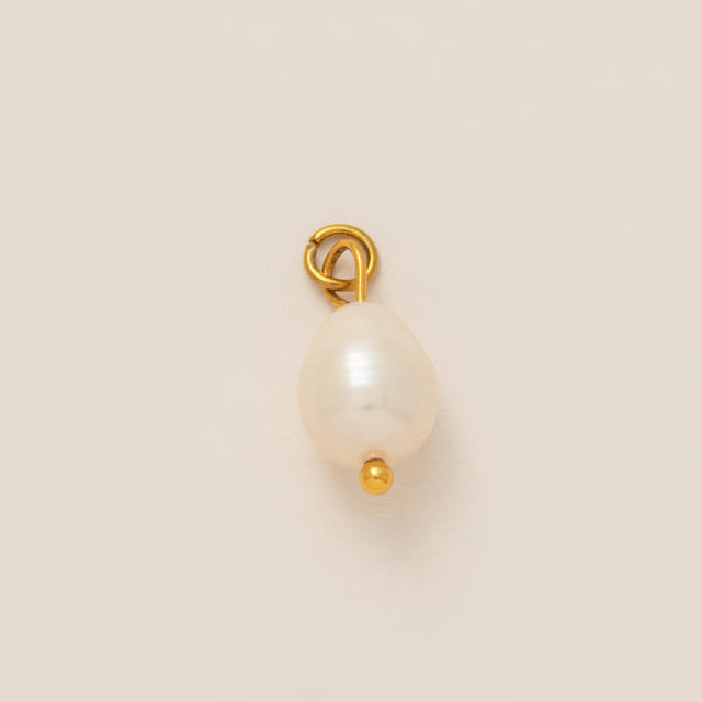 Stainless Steel DIY Pearl Shell Pendant Necklace Vacuum Plating 18K Gold